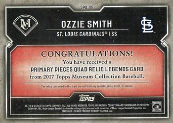 2017 Topps Museum Collection - Primary Pieces Legends Quad Relics (Single-Player) #SPQ-OS Ozzie Smith Back