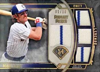 2017 Topps Museum Collection - Primary Pieces Legends Quad Relics (Single-Player) Gold #SPQ-RY Robin Yount Front