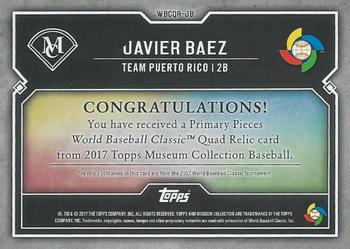 2017 Topps Museum Collection - Primary Pieces WBC Quad Relics (Single-Player) #WBCQR-JB Javier Baez Back
