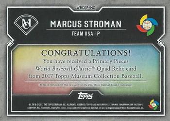 2017 Topps Museum Collection - Primary Pieces WBC Quad Relics (Single-Player) Copper #WBCQR-MS Marcus Stroman Back