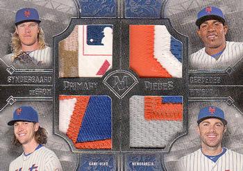 2017 Topps Museum Collection - Primary Pieces Quad Relics (Four-Player) #FPQ-SCDW Noah Syndergaard / Yoenis Cespedes / Jacob deGrom / David Wright Front