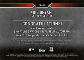 2017 Topps Museum Collection - Signature Swatches Dual Relic Autographs #DRA-KB Kris Bryant Back