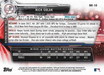 2017 Bowman Draft #BD-10 Nick Solak Back