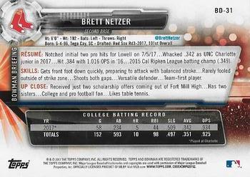 2017 Bowman Draft #BD-31 Brett Netzer Back