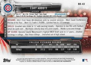 2017 Bowman Draft #BD-43 Cory Abbott Back