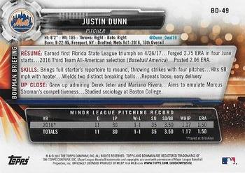 2017 Bowman Draft #BD-49 Justin Dunn Back