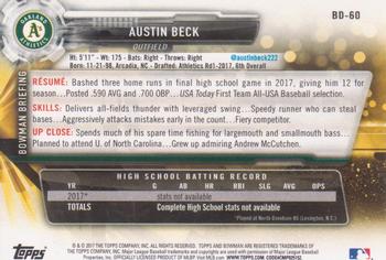 2017 Bowman Draft #BD-60 Austin Beck Back
