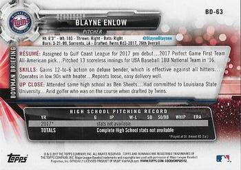 2017 Bowman Draft #BD-63 Blayne Enlow Back