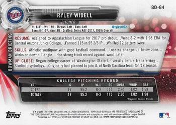 2017 Bowman Draft #BD-64 Ryley Widell Back