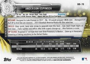 2017 Bowman Draft #BD-70 Anderson Espinoza Back