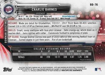 2017 Bowman Draft #BD-76 Charlie Barnes Back