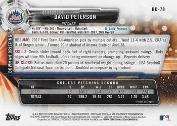 2017 Bowman Draft #BD-78 David Peterson Back