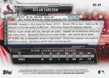 2017 Bowman Draft #BD-89 Dylan Carlson Back