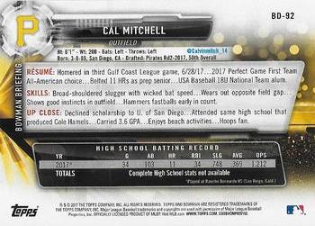 2017 Bowman Draft #BD-92 Cal Mitchell Back