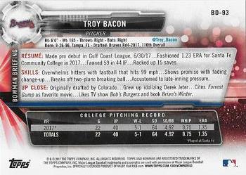 2017 Bowman Draft #BD-93 Troy Bacon Back