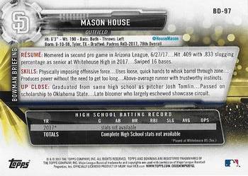 2017 Bowman Draft #BD-97 Mason House Back