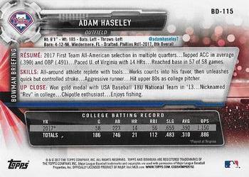 2017 Bowman Draft #BD-115 Adam Haseley Back