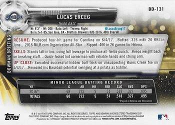 2017 Bowman Draft #BD-131 Lucas Erceg Back