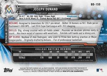 2017 Bowman Draft #BD-159 Joseph Dunand Back