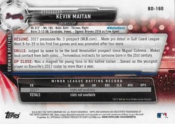 2017 Bowman Draft #BD-160 Kevin Maitan Back