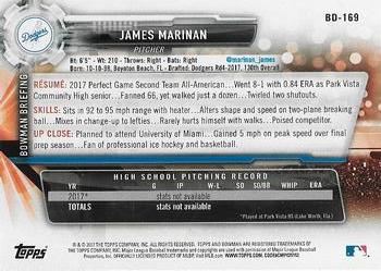 2017 Bowman Draft #BD-169 James Marinan Back