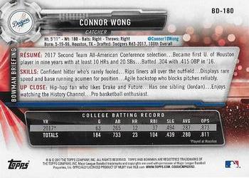 2017 Bowman Draft #BD-180 Connor Wong Back