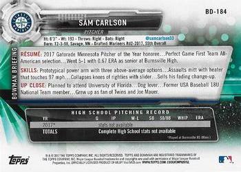 2017 Bowman Draft #BD-184 Sam Carlson Back