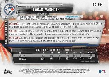 2017 Bowman Draft #BD-194 Logan Warmoth Back