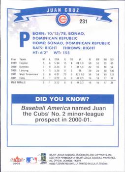 2002 Fleer #231 Juan Cruz Back