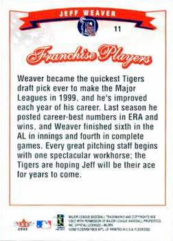 2002 Fleer #11 Jeff Weaver Back