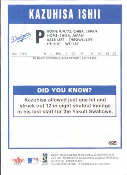 2002 Fleer #495 Kazuhisa Ishii Back