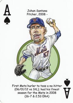 2013 Hero Decks New York Mets Baseball Heroes Playing Cards #A♠ Johan Santana Front