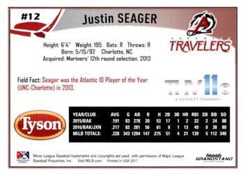 2017 Grandstand Arkansas Travelers #NNO Justin Seager Back