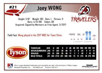 2017 Grandstand Arkansas Travelers #NNO Joey Wong Back