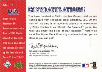 2003 Upper Deck - Star Spangled Swatches #SS-PH Philip Humber Back