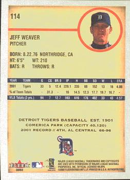 2002 Fleer Authentix #114 Jeff Weaver Back