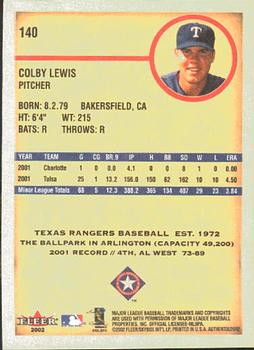 2002 Fleer Authentix #140 Colby Lewis Back