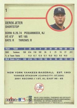 2002 Fleer Authentix #1 Derek Jeter Back