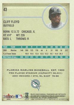 2002 Fleer Authentix #43 Cliff Floyd Back