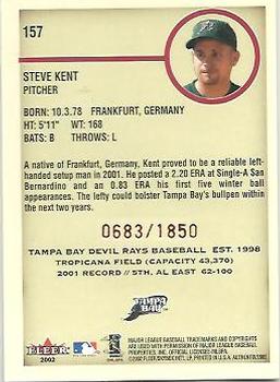 2002 Fleer Authentix #157 Steve Kent Back