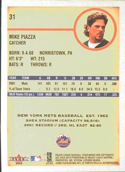 2002 Fleer Authentix #31 Mike Piazza Back