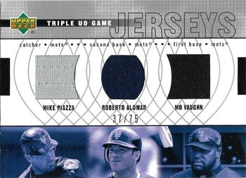 2003 Upper Deck - Triple UD Game Jerseys #TJ-NYM Mike Piazza / Roberto Alomar / Mo Vaughn Front
