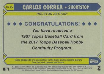 2017 Topps - 1987 Topps Baseball 30th Anniversary Chrome Silver Pack (Series Two) #87-CC Carlos Correa Back
