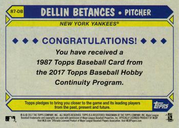 2017 Topps - 1987 Topps Baseball 30th Anniversary Chrome Silver Pack (Series Two) #87-DB Dellin Betances Back