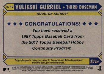 2017 Topps - 1987 Topps Baseball 30th Anniversary Chrome Silver Pack (Series Two) #87-YG Yulieski Gurriel Back