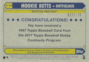 2017 Topps - 1987 Topps Baseball 30th Anniversary Chrome Silver Pack Green Refractor (Series Two) #87-MB Mookie Betts Back