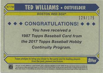 2017 Topps - 1987 Topps Baseball 30th Anniversary Chrome Silver Pack Green Refractor (Series Two) #87-TW Ted Williams Back