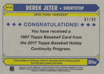 2017 Topps - 1987 Topps Baseball 30th Anniversary Chrome Silver Pack Orange Refractor (Series Two) #87-DJ Derek Jeter Back