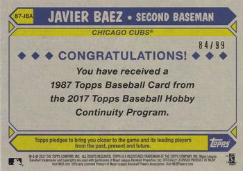 2017 Topps - 1987 Topps Baseball 30th Anniversary Chrome Silver Pack Orange Refractor (Series Two) #87-JBA Javier Baez Back