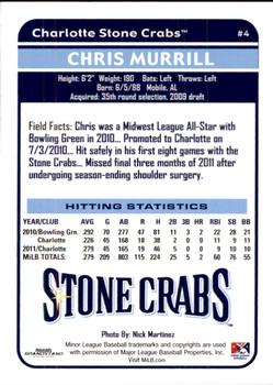 2012 Grandstand Charlotte Stone Crabs #NNO Chris Murrill Back